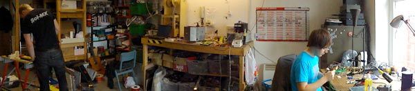 August 10th 2011: factory workers Patrick Hurst and Sean Olsen at work