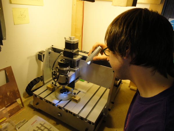 August 17th 2011: Sean cutting wheel hub on router