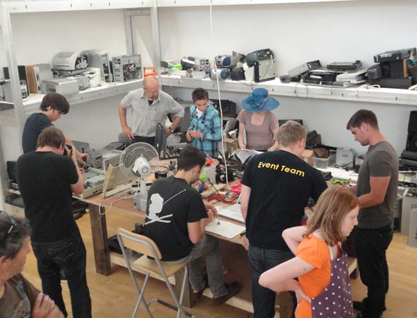 Team working on e-waste extraction