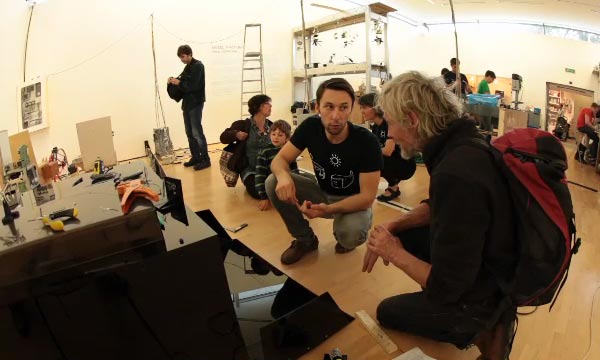 James Boardman explaining Bootloader to visitor on opening day